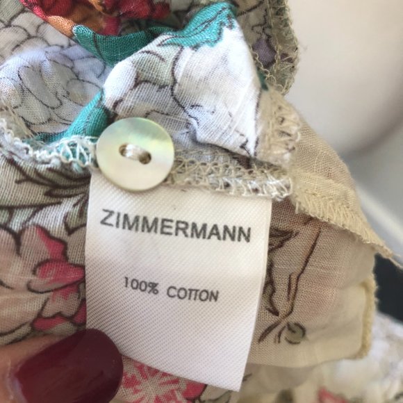 Zimmermann Cream Floral Sleeveless Cott on Play Suit Size 8 - Picture 12 of 15